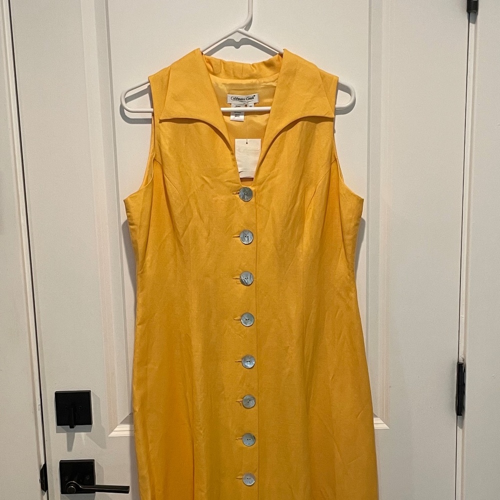 Brand new! NEVER WORN! Coldwater Creek Lemon Yellow Linen Summer Dress! - Picture 1 of 2